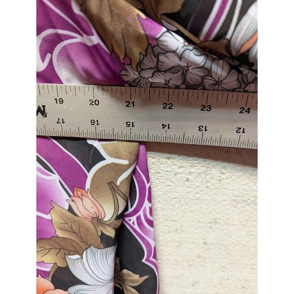 Anttony Size Large Purple Floral Cover Up Duster Kimono NEW Ruched Sleeves - Picture 5 of 5